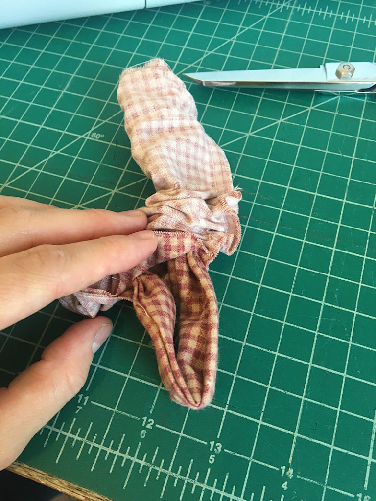 Turning the scrunchie inside out