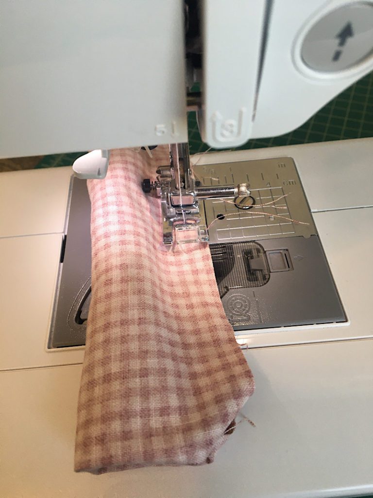 sewing the scrunchie with a sewing machine