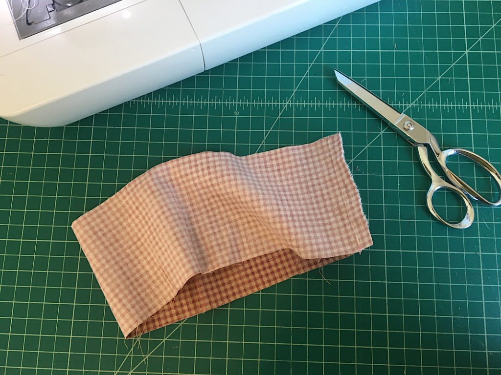 fabric scrunchie strip sewn into a loop