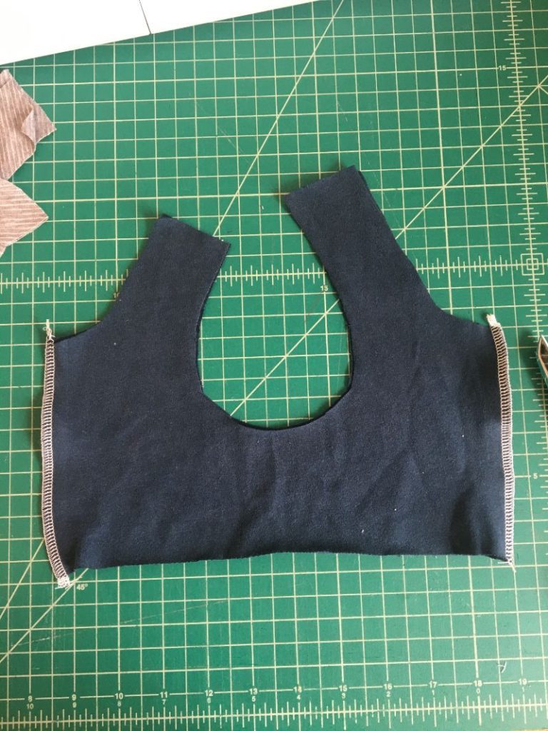 lining of romper sewn on table