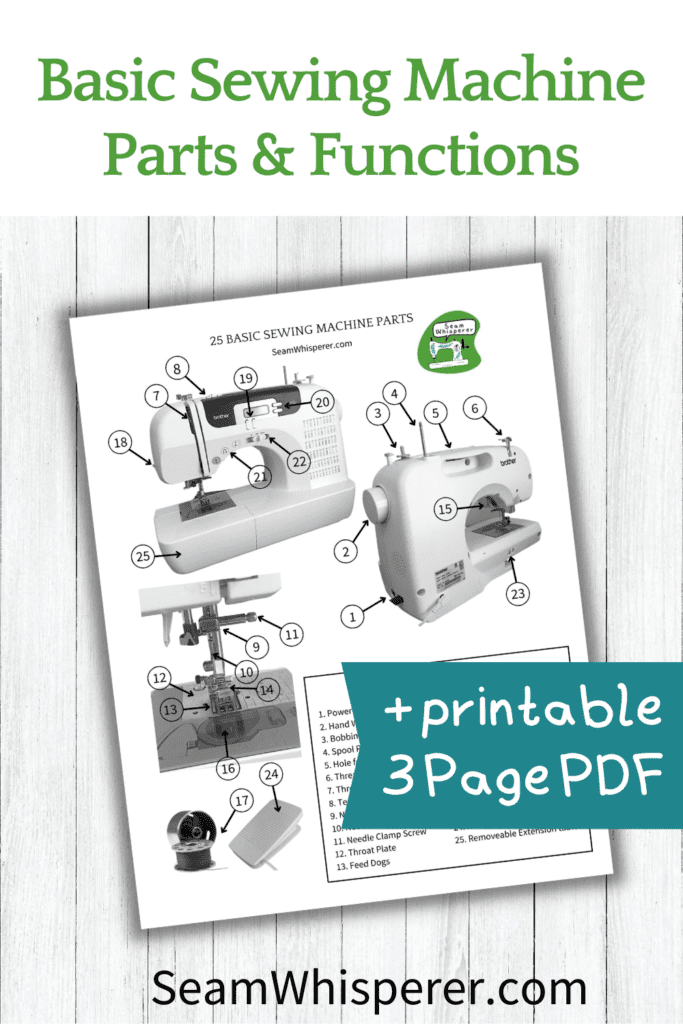 25 Basic Sewing Machine Parts & Functions {Printable Diagram}