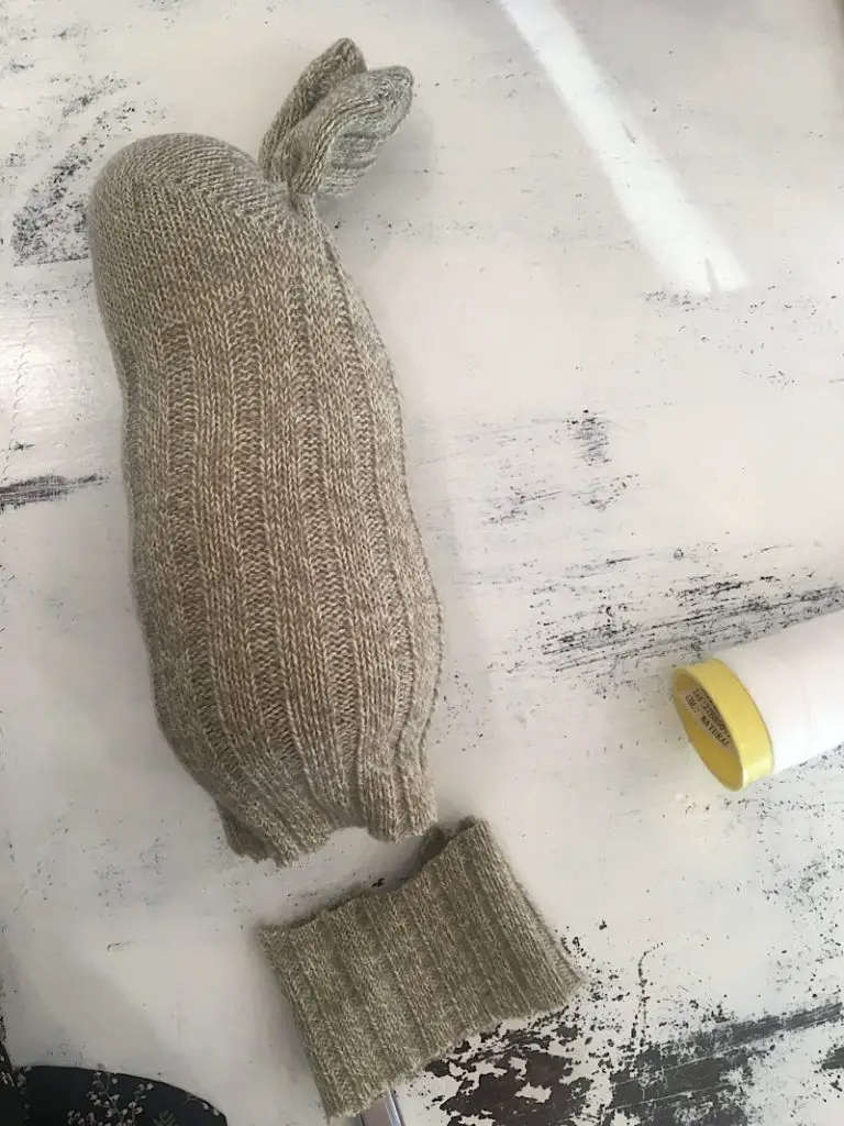 trim excess off bottom of sock