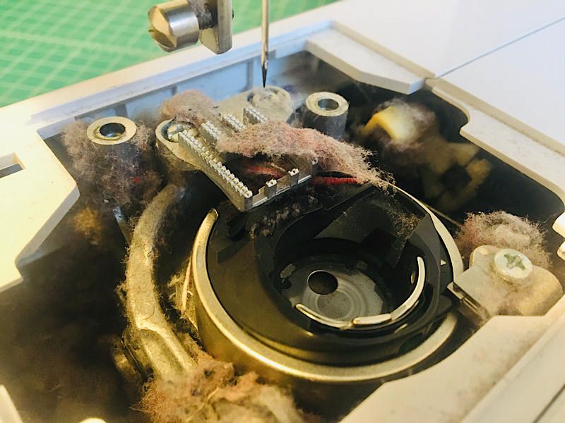 Lint inside sewing machine