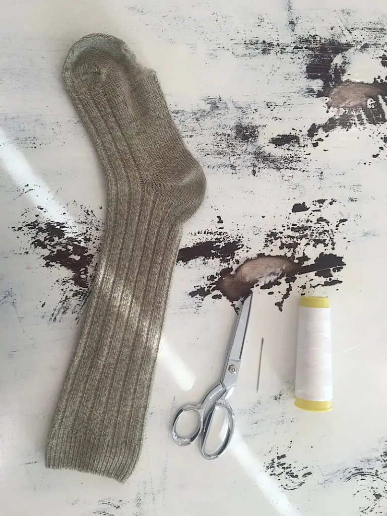 Sock bunny supplies, thread, needle, sock
