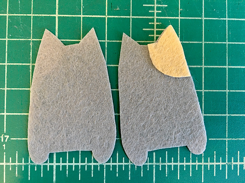 cat pattern pieces cut out and eye patch piece