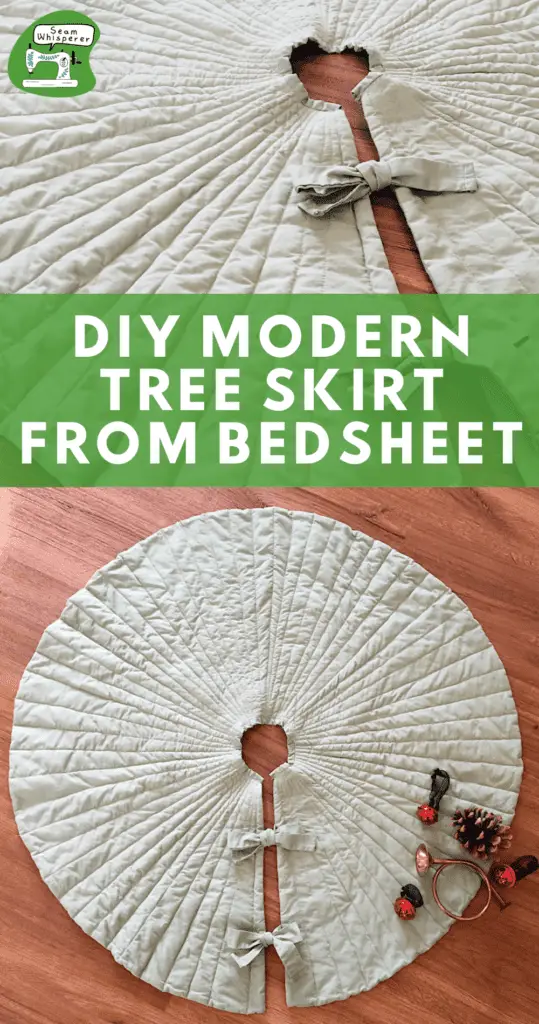 Modern Tree Skirt Upcycle from bedsheet pinterest pin