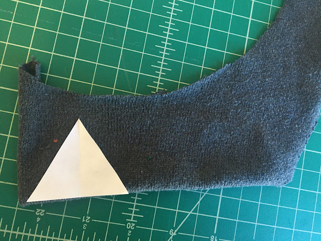 triangle pattern on fold of material