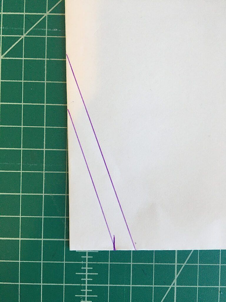 measure the seam allowance for the diamond gusset