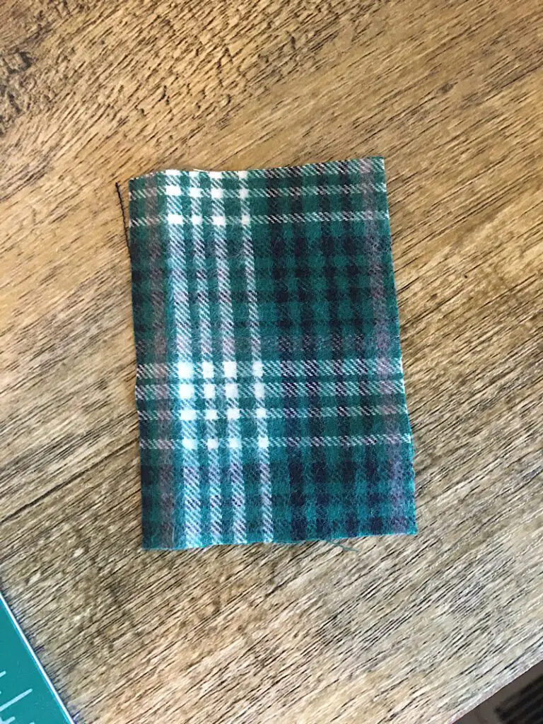 plaid green fabric rectangle