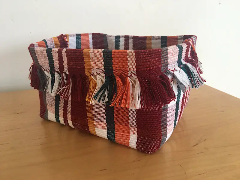red plaid basket made from a placemat