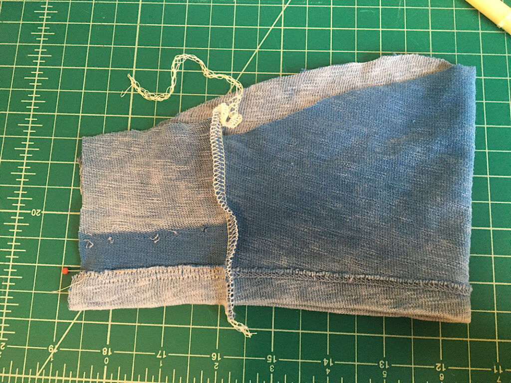 sewing the panel to the sleeve