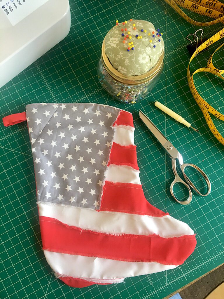 finished american flag chrismas stocking free pattern