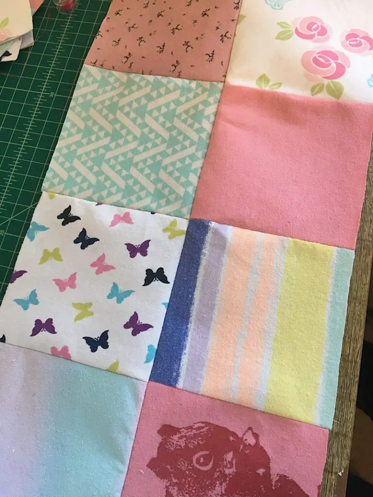 sewing the rows together memory quilt