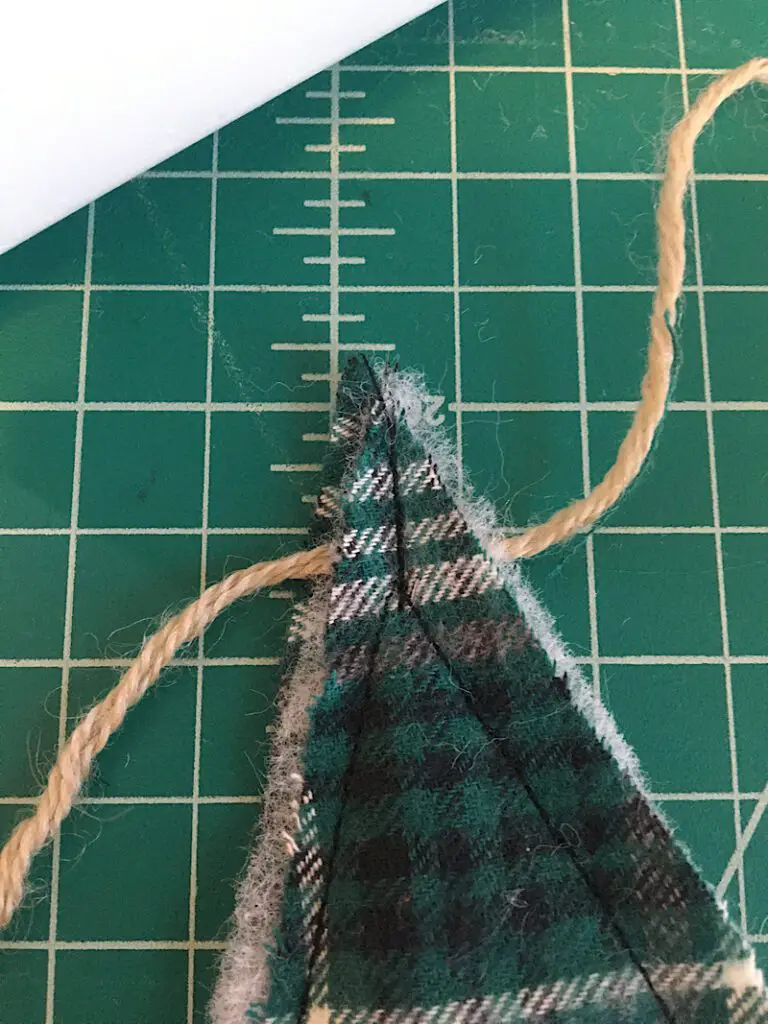 sewn line on fabric christmas tree