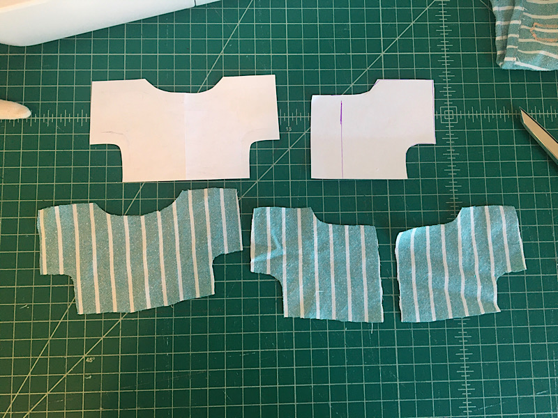 cut out pattern pieces for the rag doll dress