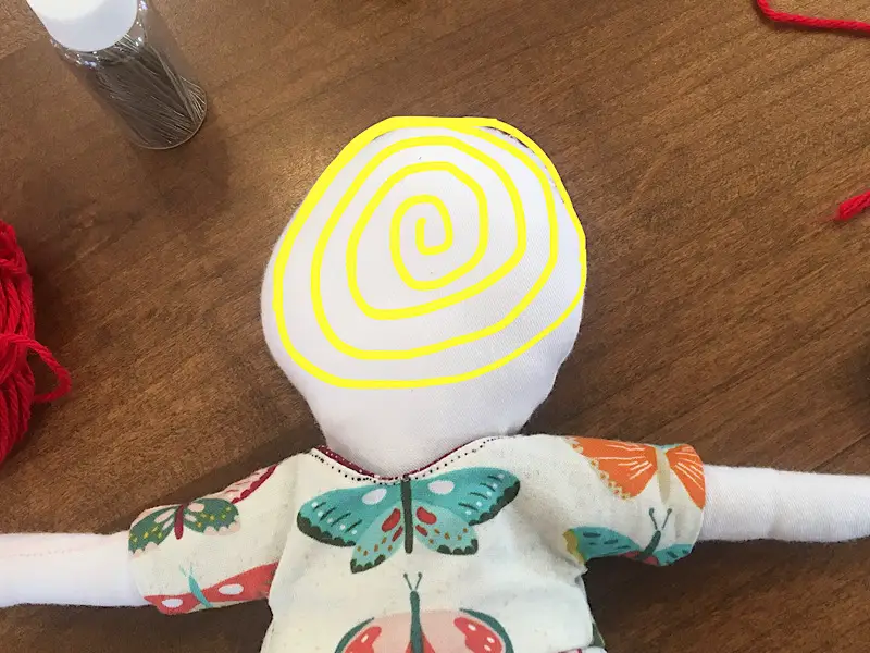 sewing guide for back of head yarn doll hair
