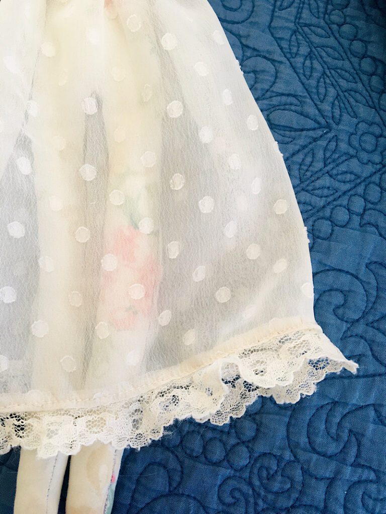 bottom lace edge of dress