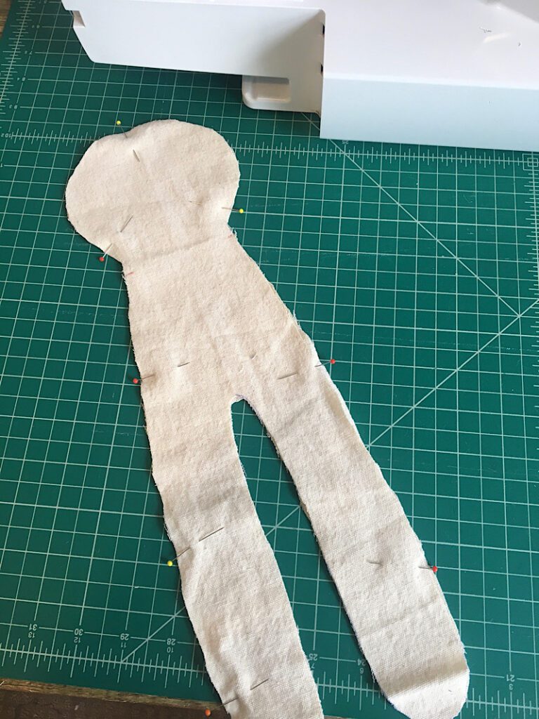 pin the doll body pieces together