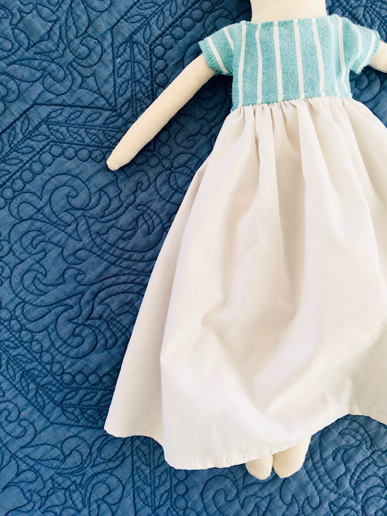 rag doll dress blue and white