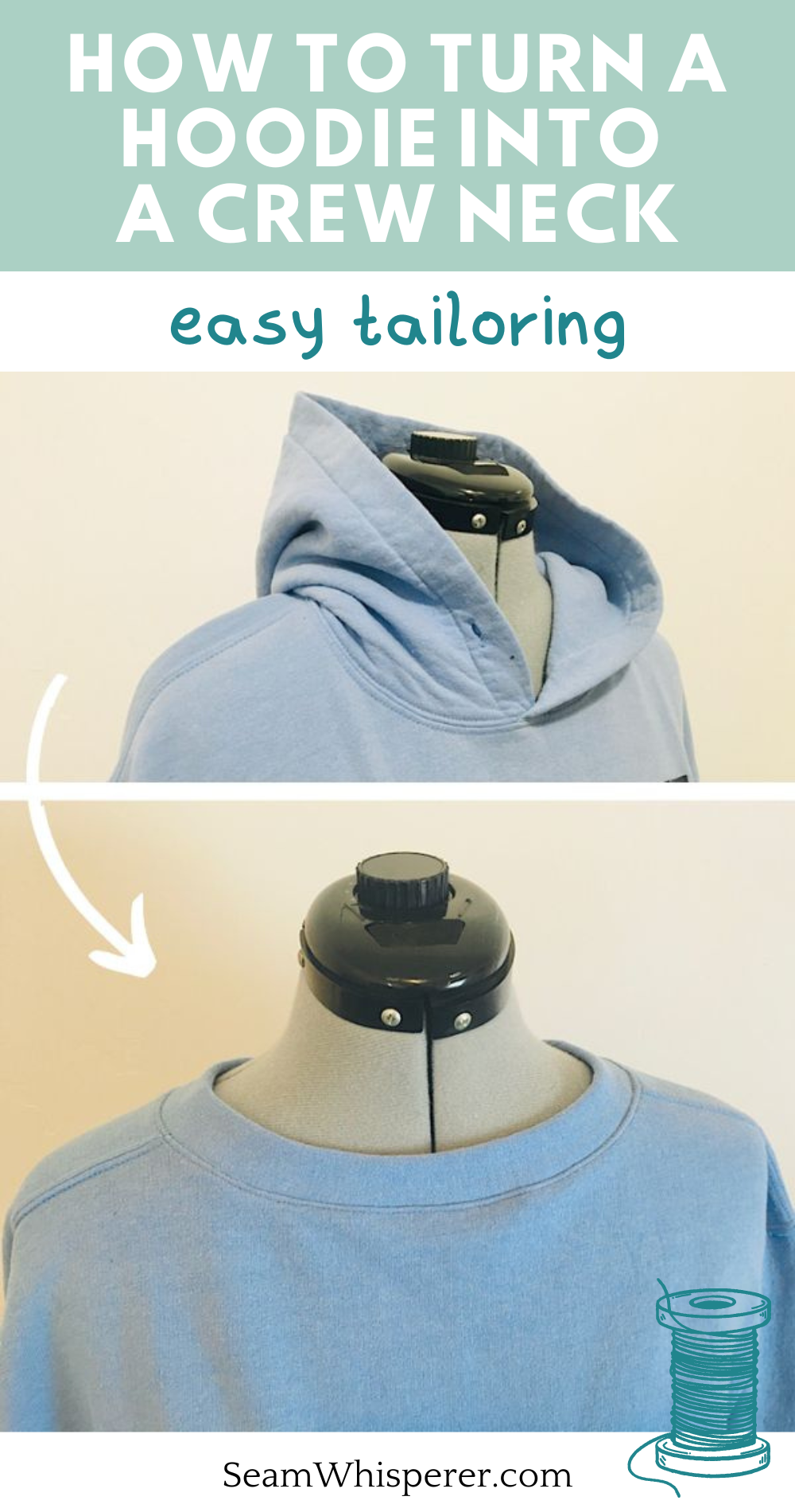 How To Turn A Hoodie Into A Crew Neck Beginner Tailoring   DIY 7 