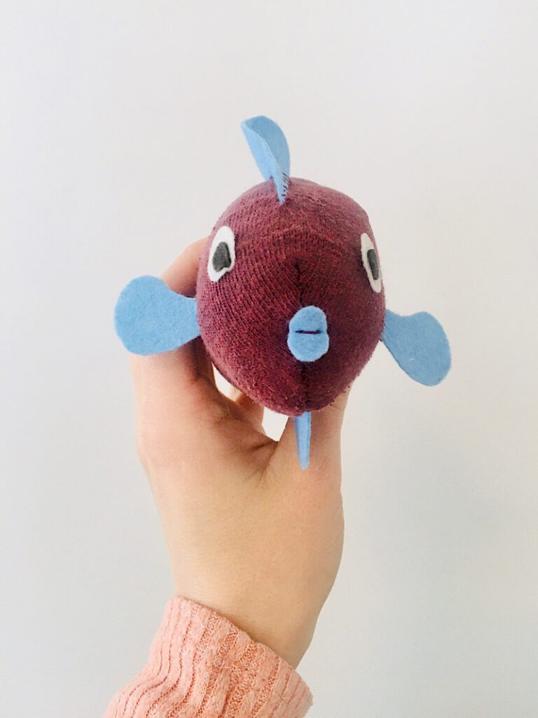 DIY sock fish made with a sock and felt