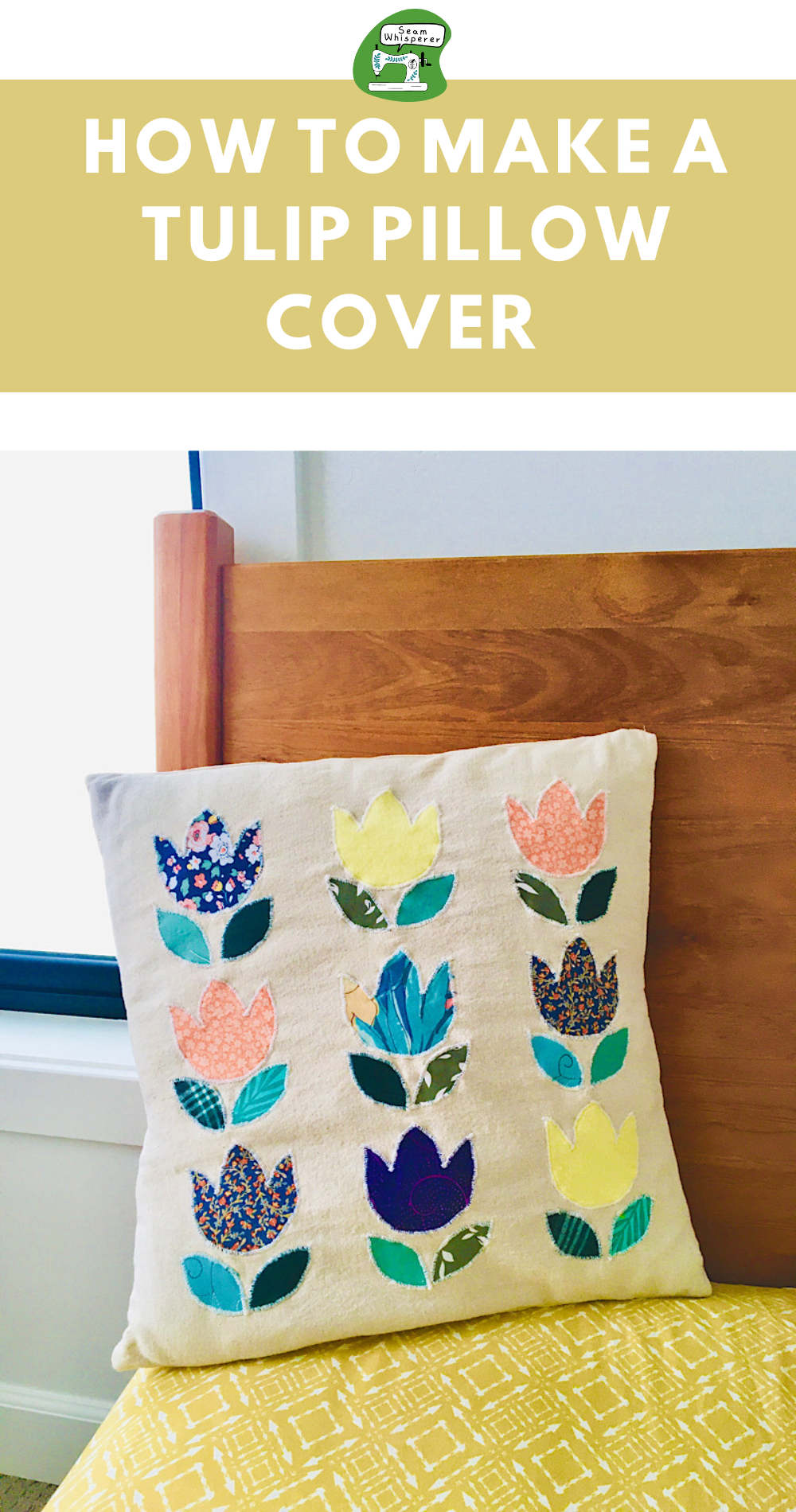 DIY Tulip Pillow Cover (Necktie Upcycle - Spring Decor)