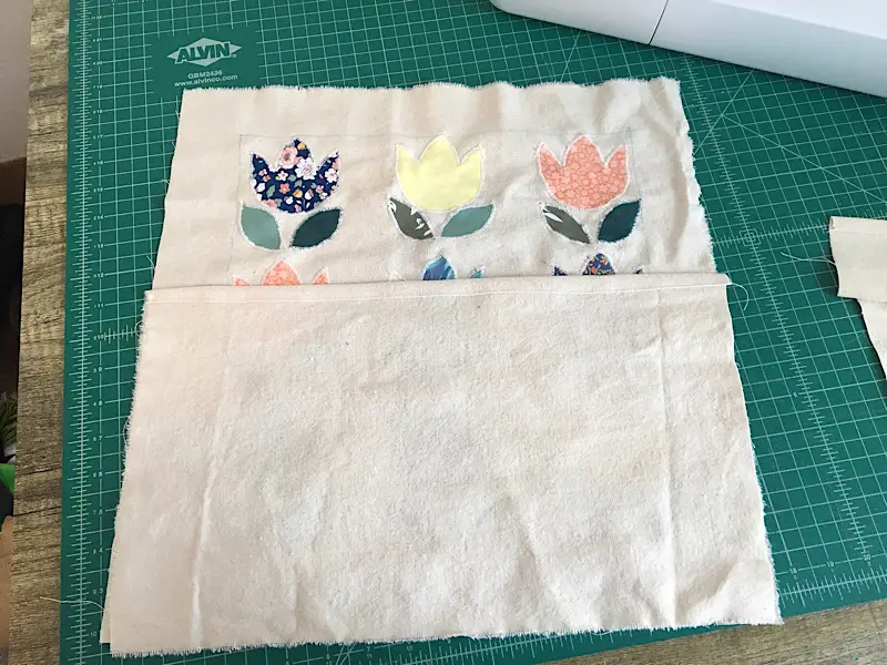 lining up the pillow cover pieces