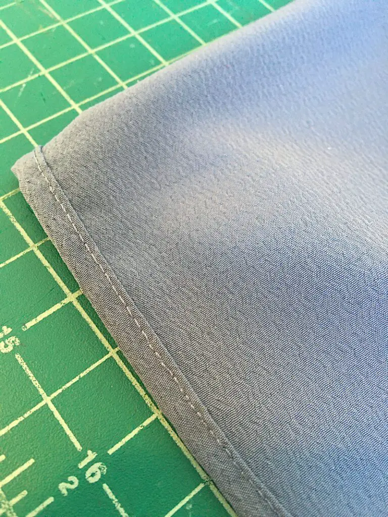 sewn hem of sleeve