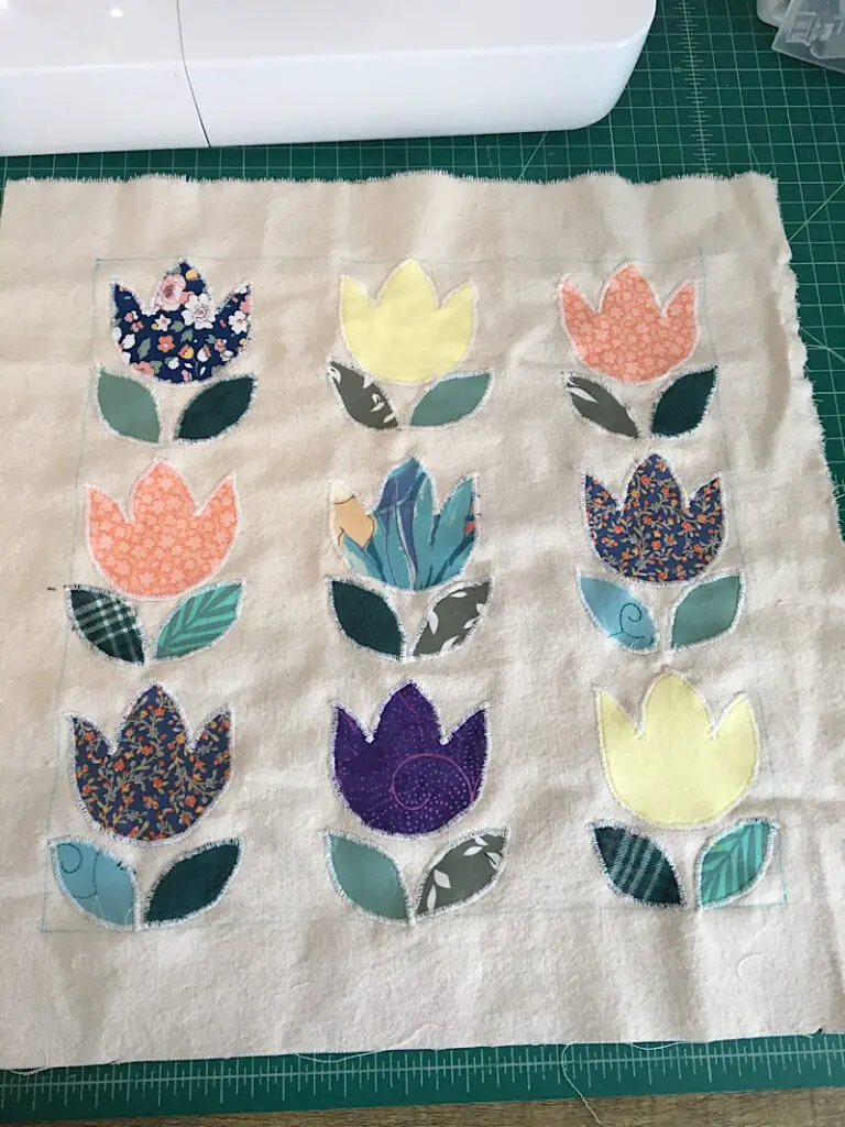 completed applique of tulips