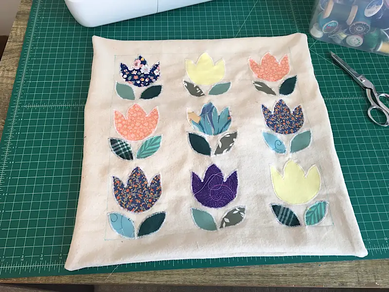 pillow case with tulips for spring