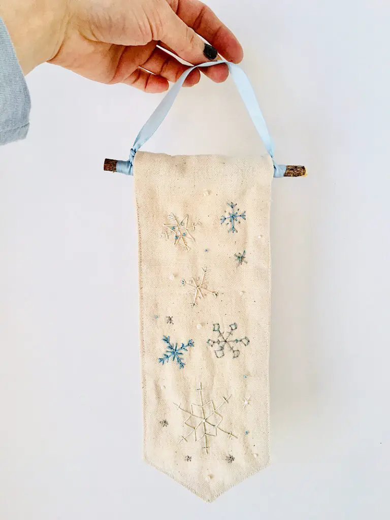 Snowflake door hanger wall hanging banner with embroidered snowflakes