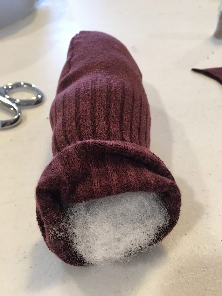 filling sock with stuffing
