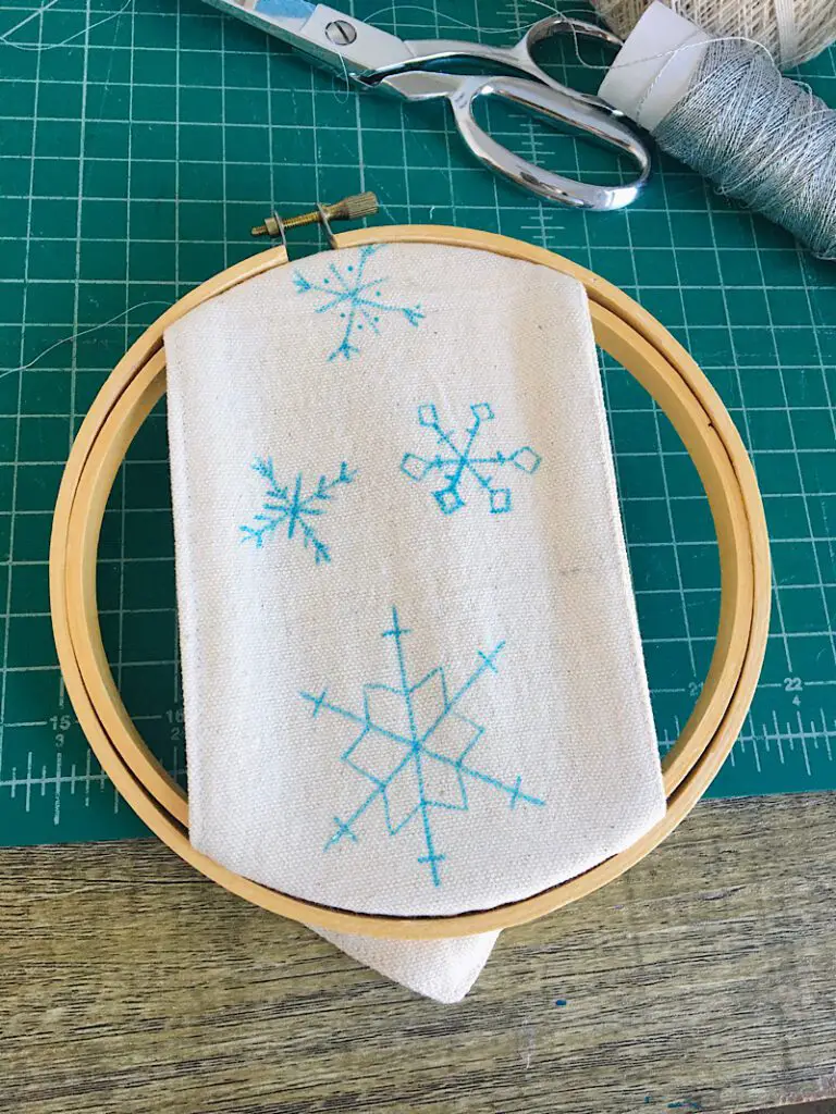 placing project in embroidery hoop
