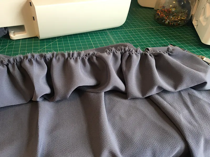 gathering the skirt evenly around