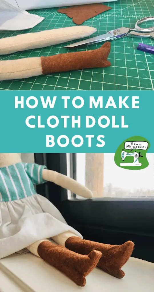 how to make cloth doll boots pinterest graphic