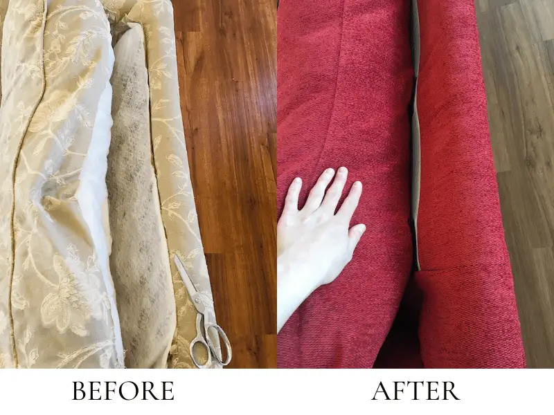 how to reupholster a couch before and after 3