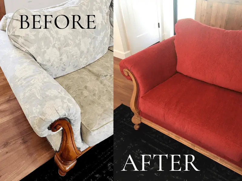 how to reupholster a couch before and after 2