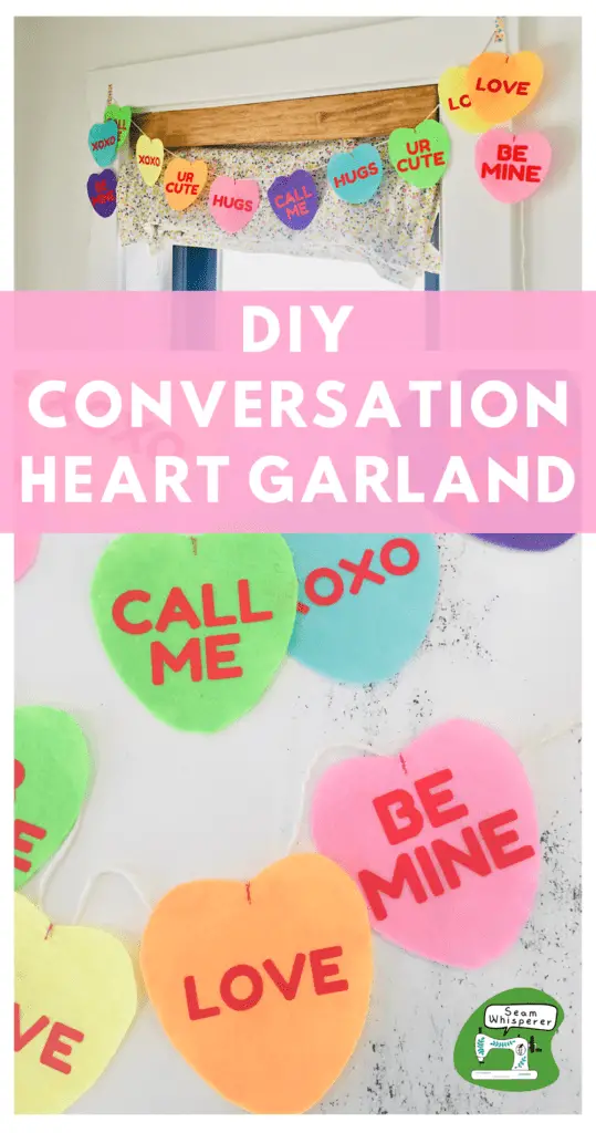 how to make a conversation candy heart garland for valentines day Pinterest Pin