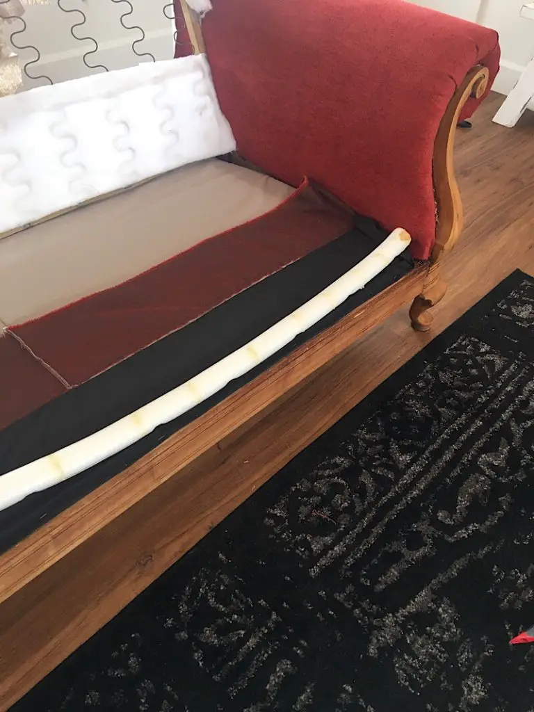 reupholstering the seat of the couch