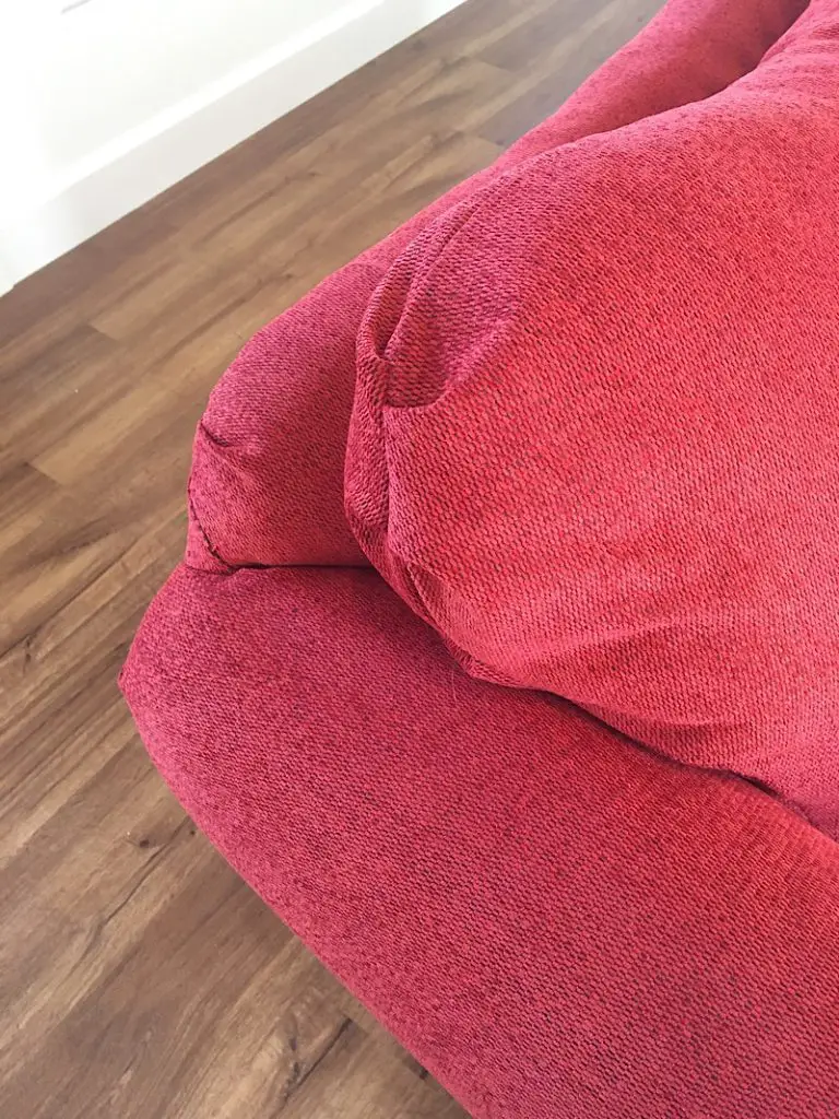 top cushion of couch corner fold
