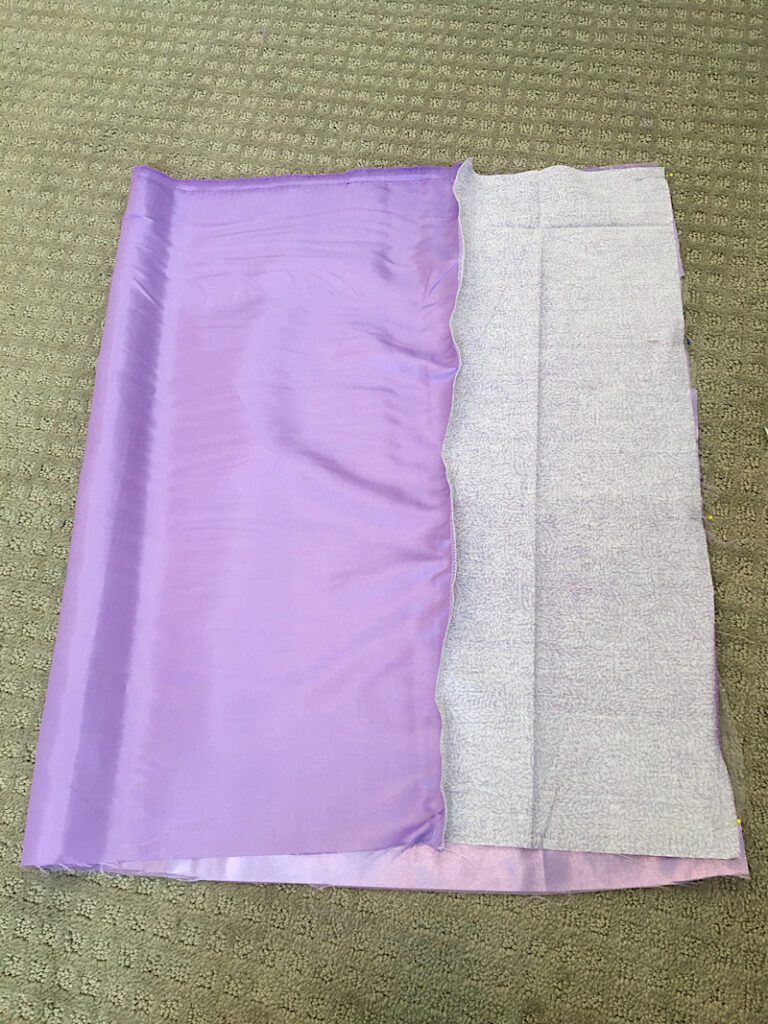 sewing panel to other side of rapunzel skirt
