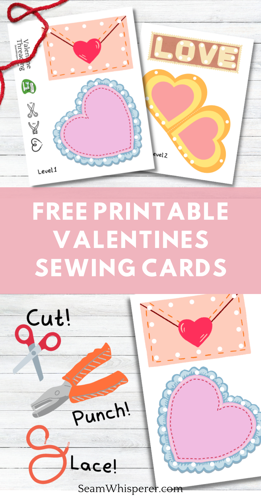 Valentine's Day Sewing Cards {Free Printable Set Of 4}