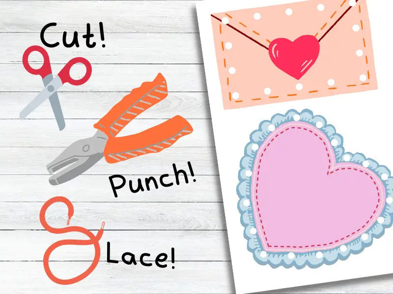 lacing cards for valentines day printable