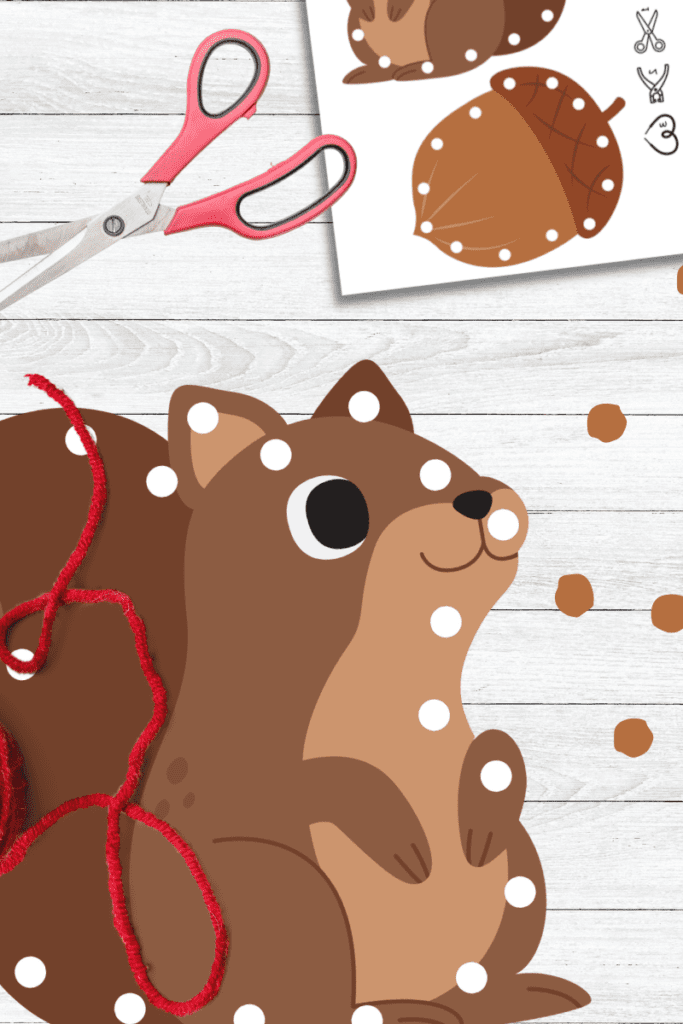 Squirrel and Acorn lacing cards printable 
