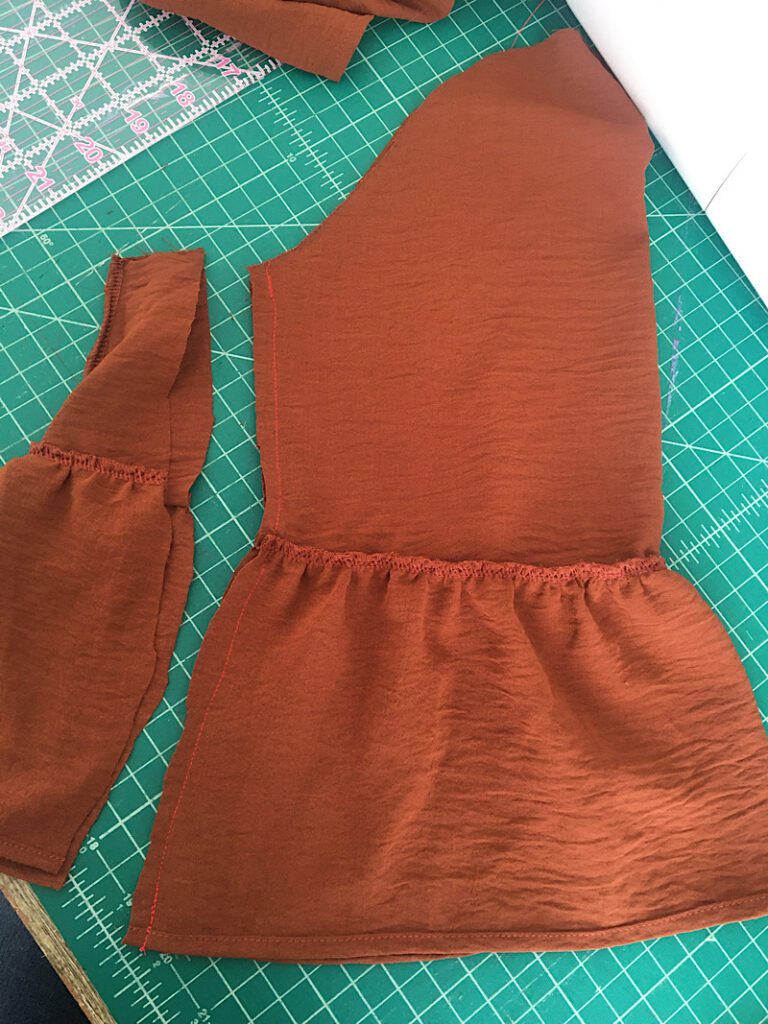 cutting and sewing the sleeve