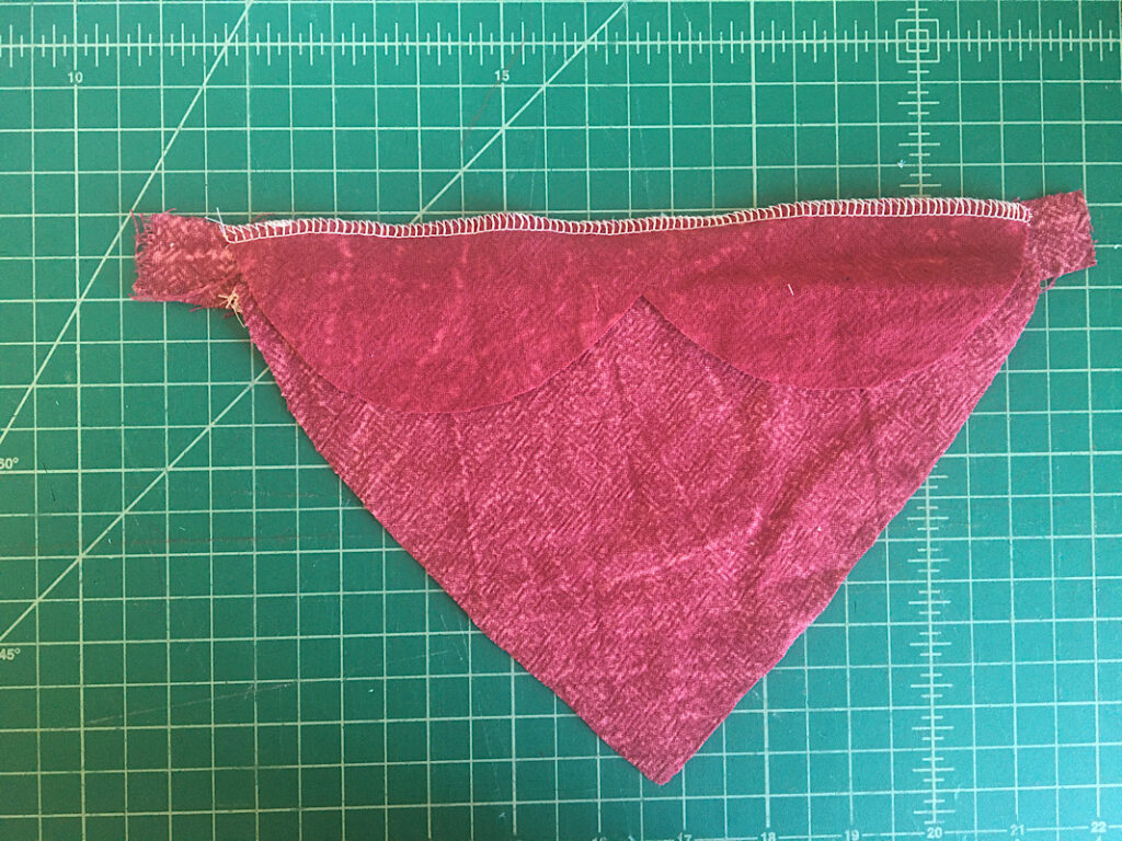 sewing the top of the heart clutch