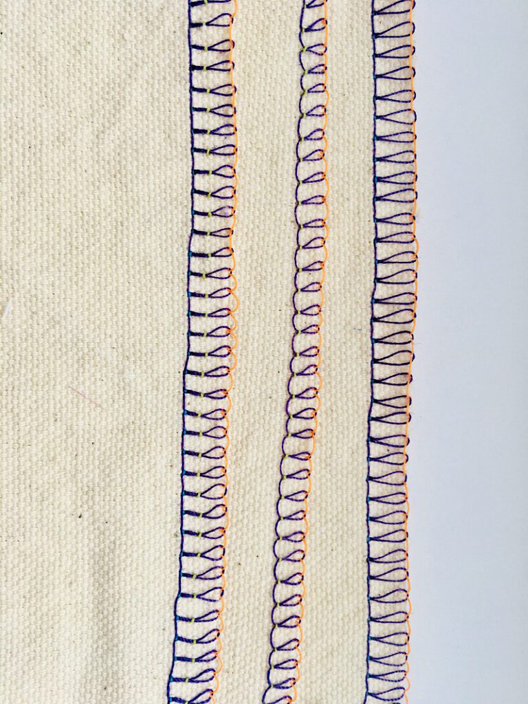 comparison of serger stitches using only three threads BACK