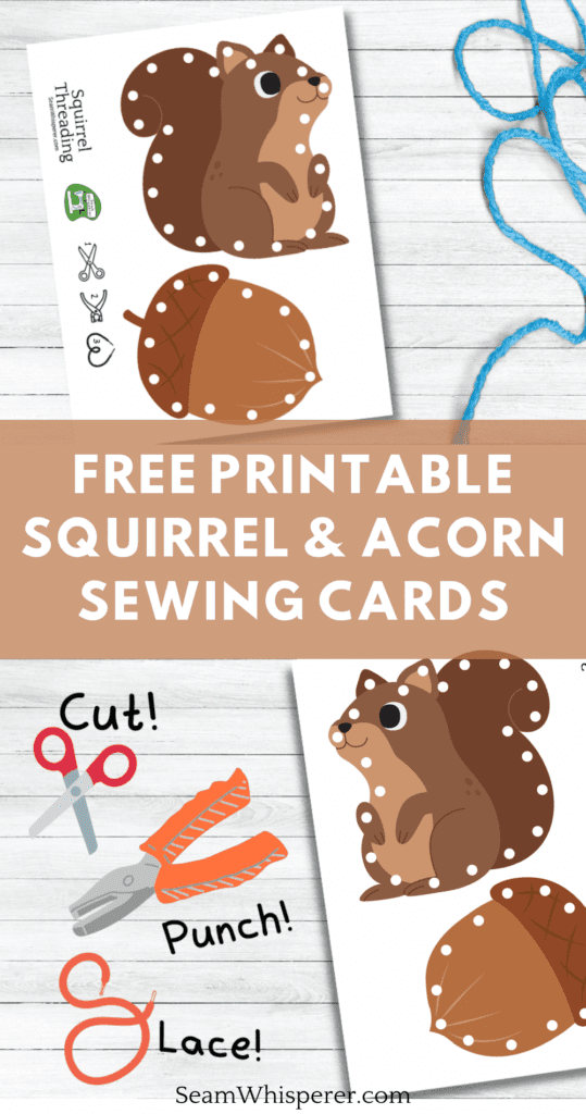 free printable squirrel and acorn lacing cards