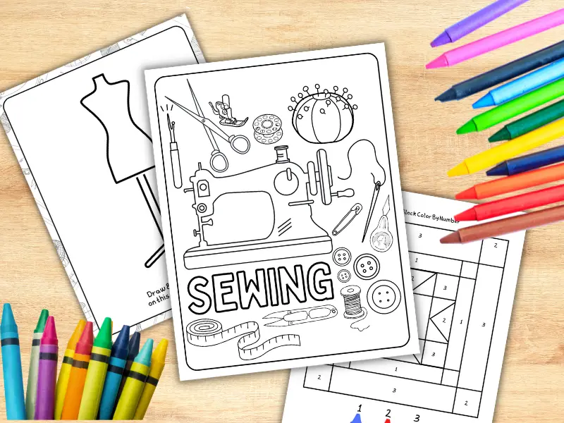 Sewing coloring pages printable
