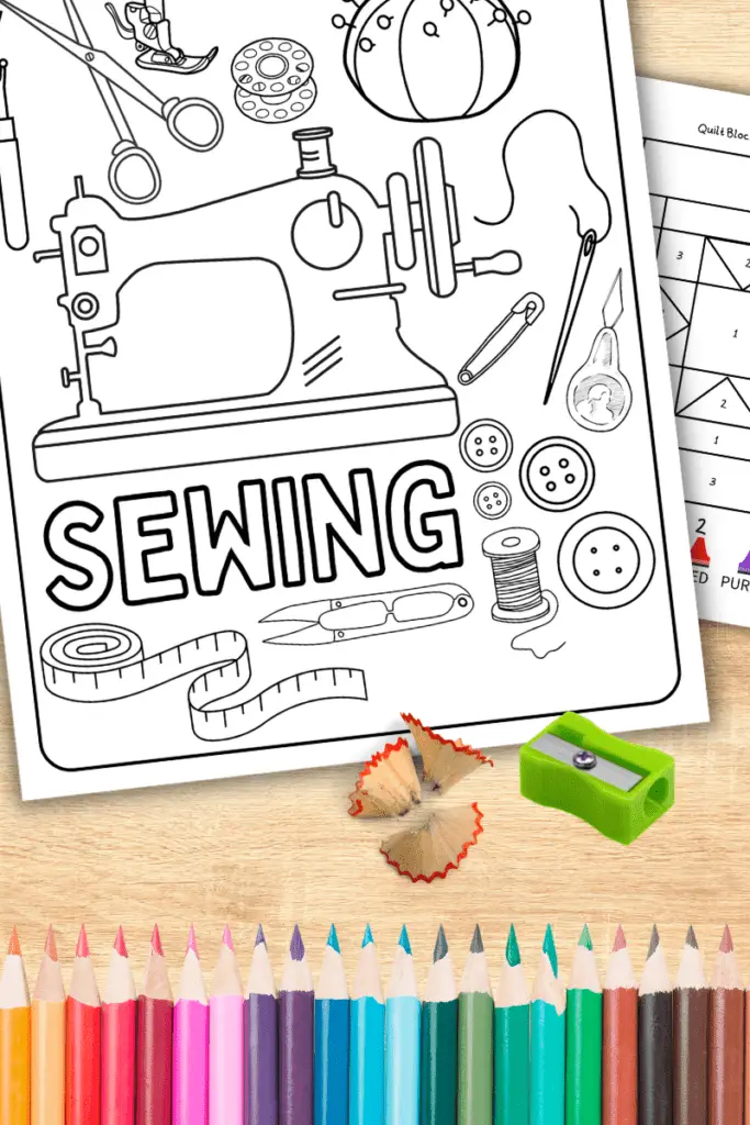 sewing gear coloring page for kids free printable